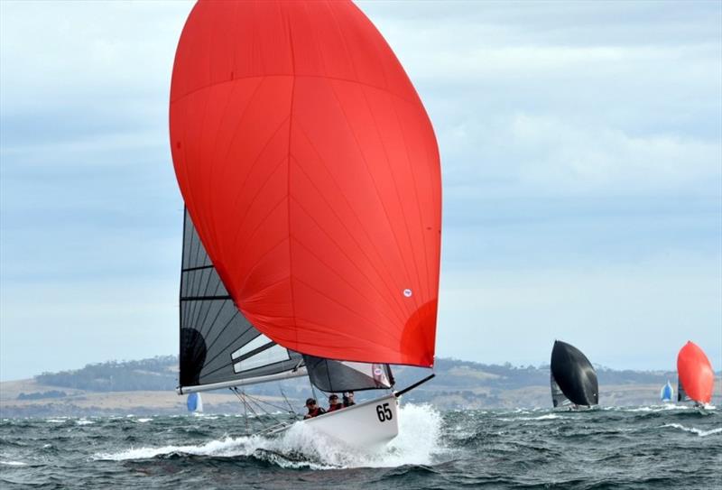 Porco Rosso powering  downwind in the SB20 Tasmanian Championships. - photo © Steve Catchpool