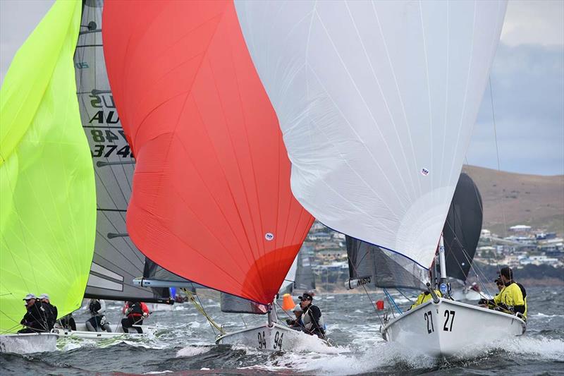 Spinnakers galore in the 2018 SB20 Australian Championship photo copyright Jane Austin taken at  and featuring the SB20 class