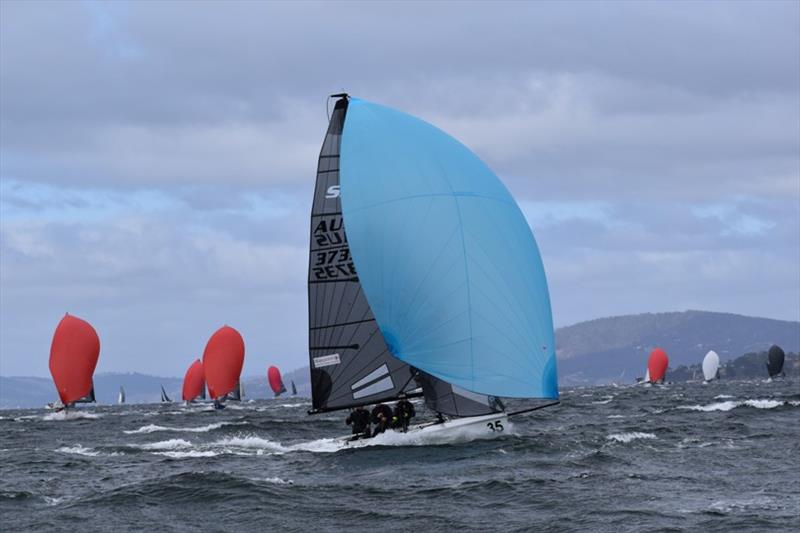 Chris Dare (Ambition) leading the Tasmanian SB20 Championship photo copyright Jane Austin taken at  and featuring the SB20 class