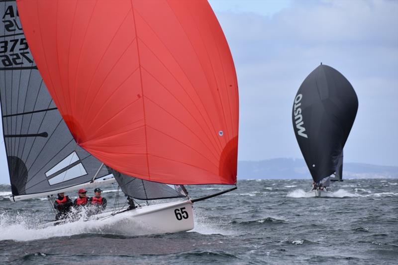 Porco Rosso (Paul McCartney) with Cook Your Own Dinner (Felicity Allison) powered up behind them - Tasmanian SB20 Championship 2020, day 1 photo copyright Jane Austin taken at  and featuring the SB20 class