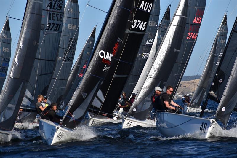 Close racing is a given in the SB20 one design fleet - 2021 SB20 Australian Championship photo copyright Jane Austin taken at Derwent Sailing Squadron and featuring the SB20 class