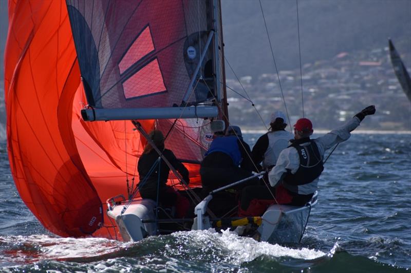 Mind Games leads the SB20 Australian fleet in the Harcourts Hobart SB20 Australian Championship in Hobart - photo © Jane Austin