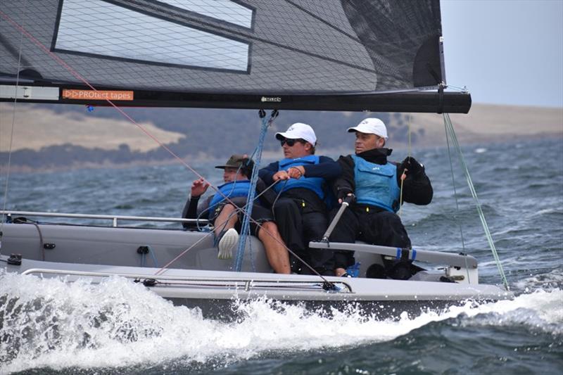 Export Roo leads the fleet at the end of Day Two of the Harcourts Hobart SB20 Australian Championship photo copyright Jane Austin taken at Derwent Sailing Squadron and featuring the SB20 class
