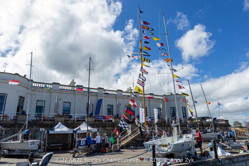 2022 SB20 Worlds at Dun Loughaire day 1 photo copyright Anna Zykova taken at Royal Irish Yacht Club and featuring the SB20 class