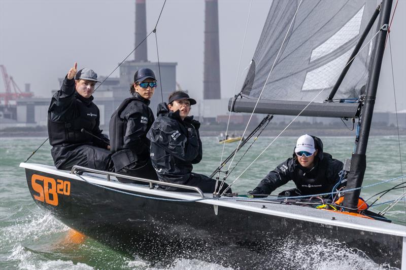 Ares Racing Team L to R Will Sargent, Ed Reid, Eirini Marios and Ed Broadby photo copyright Anna Zykova taken at Royal Yacht Club of Tasmania and featuring the SB20 class