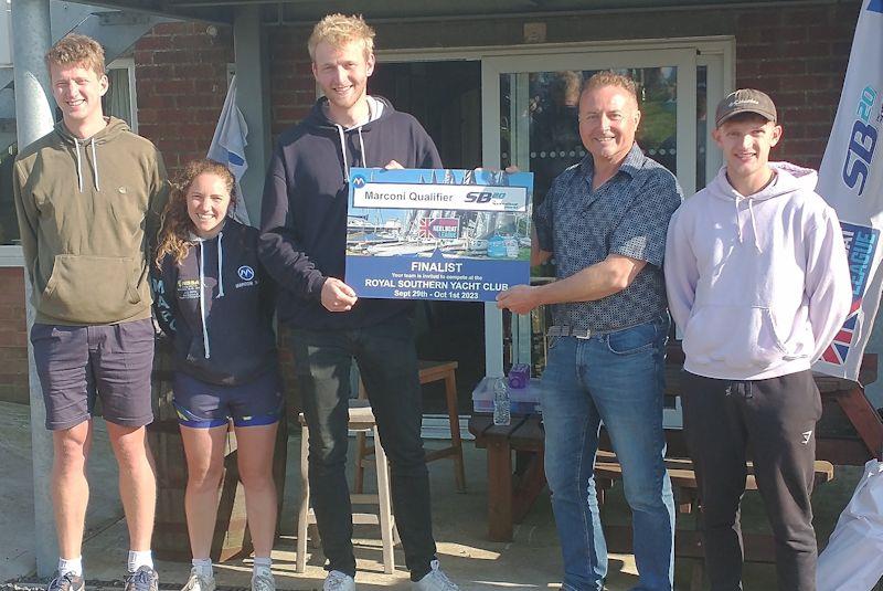 Runners up, Marconi, with their invite to the final - British Keelboat League at Marconi photo copyright Jenny Ball taken at Marconi Sailing Club and featuring the SB20 class