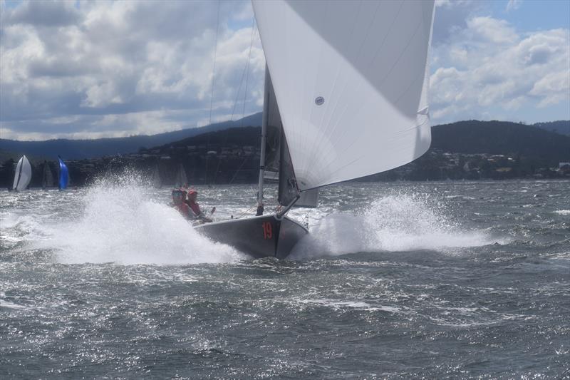 SB20 Porco Rosso flying to the finish line during the SB20 Australian Championship at Bellerive photo copyright Jane Austin taken at Bellerive Yacht Club and featuring the SB20 class