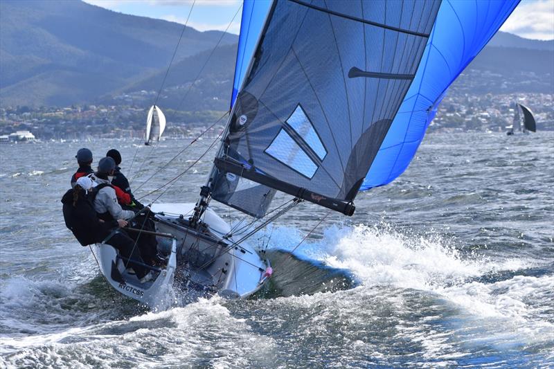 Indy Cooper sending Aeolus to another win - 2026 Storm Bay Apparel SB20 Australian Championship Day 2 photo copyright Jane Austin taken at Derwent Sailing Squadron and featuring the SB20 class