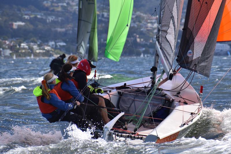 The Fahan School powered up in the 2026 Storm Bay Apparel SB20 Australian Championship in Hobart photo copyright Jane Austin taken at Royal Yacht Club of Tasmania and featuring the SB20 class