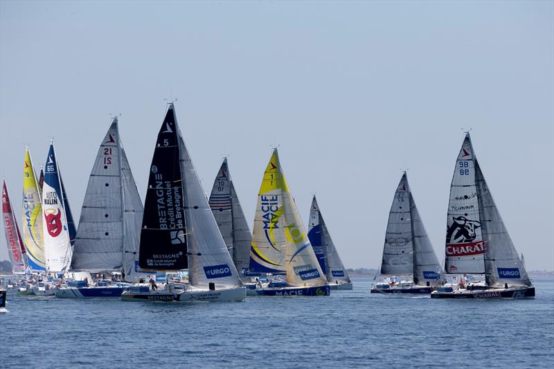 La Solitaire URGO Le Figaro Stage 4 start photo copyright Alexis Courcoux taken at Société des Régates de Concarneau and featuring the Figaro class