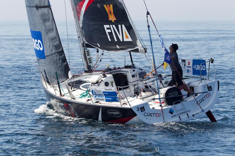 Alexis Loison (Custopol) during La Solitaire URGO Le Figaro Stage 4 photo copyright Alexis Courcoux taken at Société des Régates de Concarneau and featuring the Figaro class