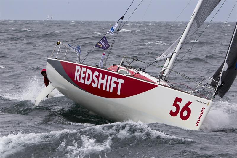 Nick Cherry inspects his damaged starboard runner after La Solitaire URGO Le Figaro start - photo © Alexis Courcoux