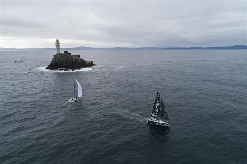 Xavier Macaire (Groupe Snef) rounds The Fastnet during La Solitaire du Figaro 2020 Leg 1 - photo © Alexis Courcoux