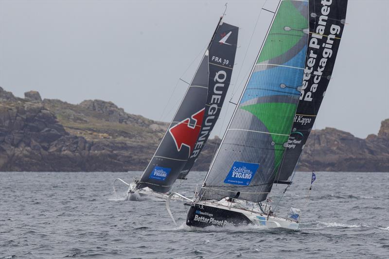 The fleet pass the Isles of Scilly during La Solitaire du Figaro 2020 Leg 1 photo copyright Alexis Courcoux taken at  and featuring the Figaro class