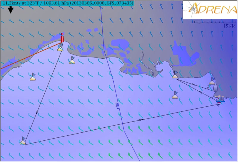 The course map for leg one of the ICOM Cup Méditérranée, covering 160nm from La Grande Motte to Marseille via four race marks photo copyright Artemis Offshore Academy taken at  and featuring the Figaro class