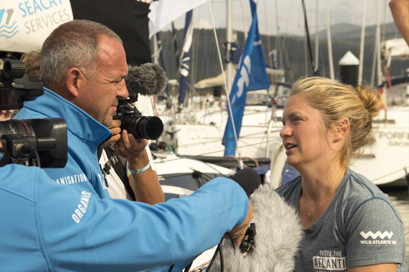Joan Mulloy (Taste the atlantic-A Seafood Journey) interviewed after Stage 2 of La Solitaire URGO Le Figaro - photo © Alexis Courcoux