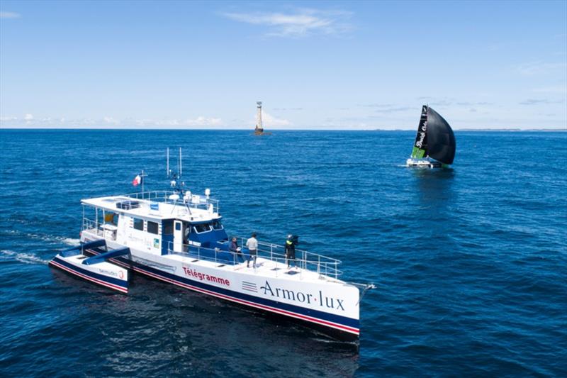 The Figaros after the passage of the lighthouse of Bishop during the 2nd stage of the 50th La Solitaie URGO Le Figaro - photo © Alexis Courcoux