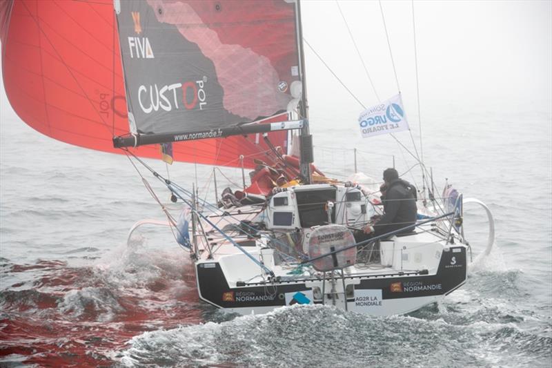 The Figaros in the fog during the 4th stage of the Solitaire Urgo Le Figaro between Roscoff and Dieppe photo copyright Alexis Courcoux taken at  and featuring the Figaro class