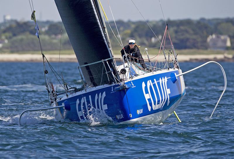 Cecile Laguette departing de la Solo Concarneau on May 12, 2019 photo copyright Alexis Courcoux taken at Société des Régates de Concarneau and featuring the Figaro class