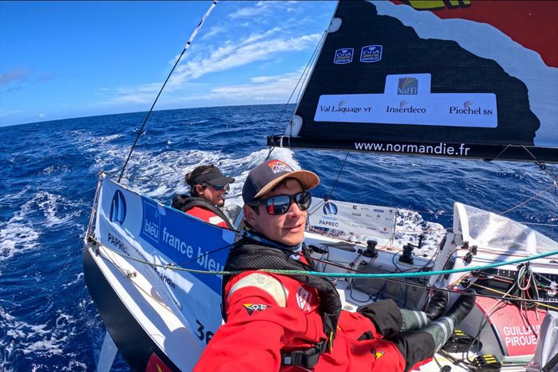 Guillaume Pirouelle and Sophie Faguet aboard Region Normandie photo copyright Region Normandie taken at  and featuring the Figaro class