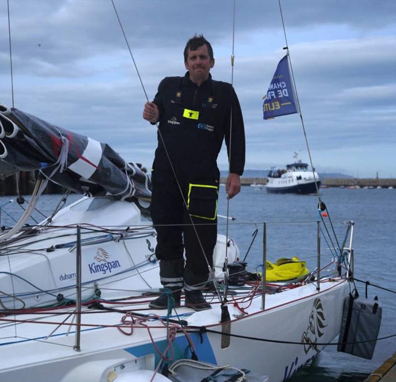 Time's up for Tom Dolan in his solo Round Ireland record attempt photo copyright Romain Marie taken at  and featuring the Figaro class