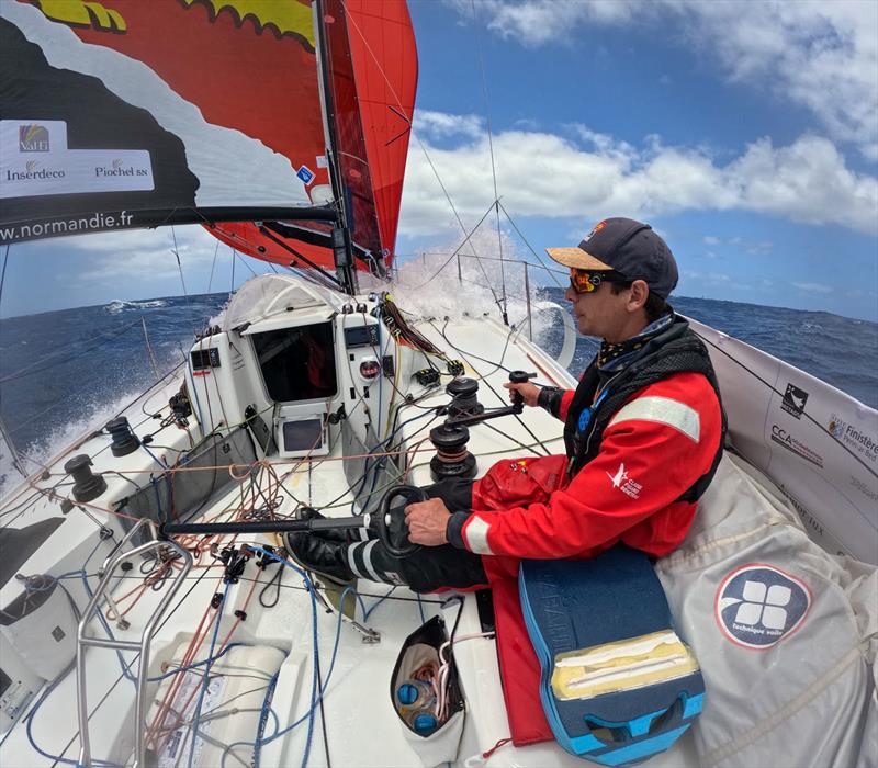 Guillaume Pirouelle and Sophie Faguet aboard Region Normandie after the passage of La Palma photo copyright Region Normandie taken at  and featuring the Figaro class