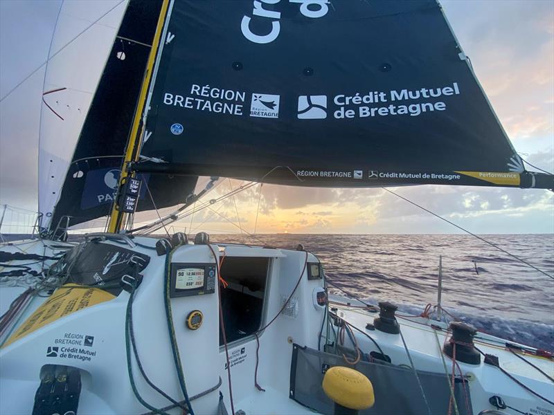 Region Bretagne-CMB Performance, Gaston Morvan, Anne Claire le Berre at sea, lying in third on the Transat Paprec 2023 15/05/23 photo copyright Region Bretagne-CMB Performance taken at  and featuring the Figaro class