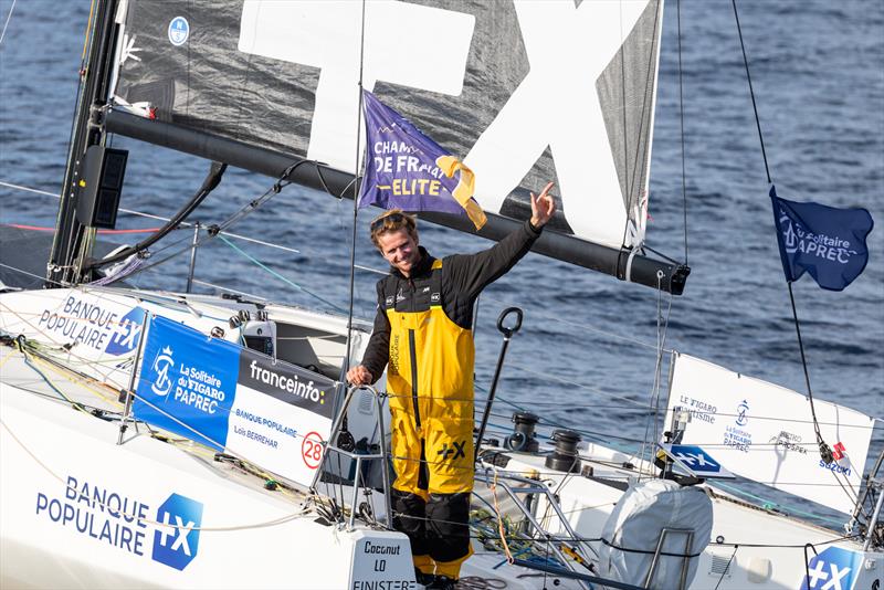 Loïs Berrehar (Banque Populaire) at the finish of stage 1 in the 57th La Solitaire du Figaro Paprec - photo © Thomas Campion