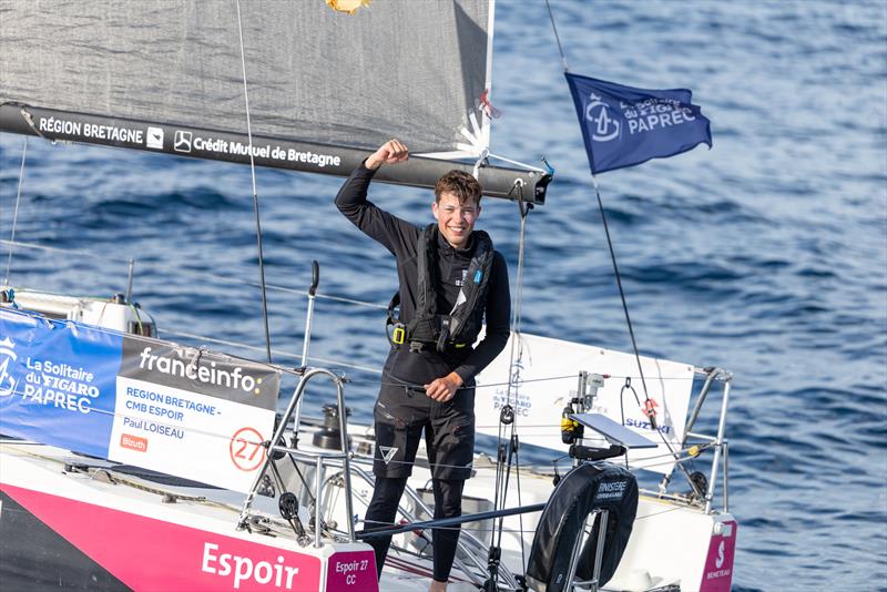 Paul Loiseau (Région Bretagne – CMB Espoir) at the finish of stage 1 in the 57th La Solitaire du Figaro Paprec - photo © Thomas Campion