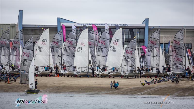 RS200s rigging at the RS Games photo copyright Alex & David Irwin / www.sportography.tv taken at Weymouth & Portland Sailing Academy and featuring the  class