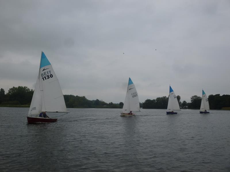 The rest of the fleet led by the Morses chasing the Ayres downwind during the Leader open at Rollesby Broad photo copyright Ian Ayres taken at Rollesby Broad Sailing Club and featuring the Leader class