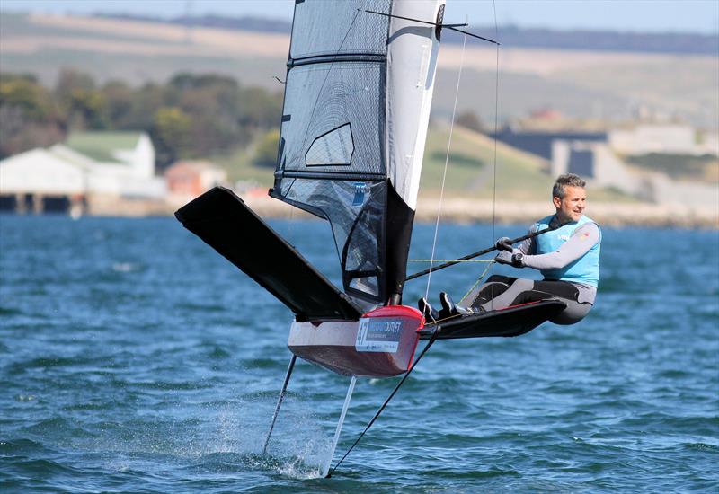 Mike Lennon sailing his Thinnair Moth at the 2019 UK Moth Nationals in Weymouth photo copyright Mark Jardine / IMCA UK taken at Castle Cove Sailing Club and featuring the  class
