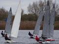 First Junior James Ball mixes it with the leaders in Race 2 during the Noble Marine Lightning 368 Open at West Oxfordshire SC © John Claridge