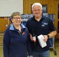 Simon Hopkins seems pleased with his bottle of wine for 3rd overall in the Noble Marine Lightning 368 Open at West Oxfordshire SC © ?John Butler