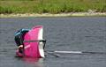 A fate suffered by many befalls Caroline Hollier during the Lightning 368 Northern Championship at Shotwick Lake © Richard Stratton