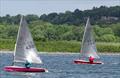 Caroline Hollier with a small rig leads Tony Jacks during the Lightning 368 Northern Championship at Shotwick Lake © Richard Stratton