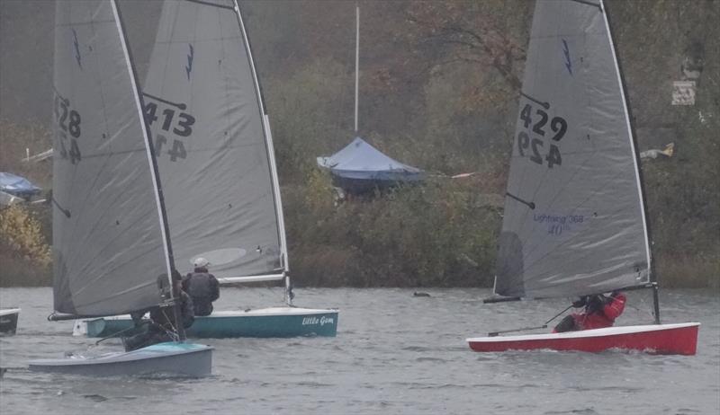 John Claridge leads Caroline Hollier and Simon Hopkins during the Allen Brothers Lightning 368 Inlands at West Oxfordshire SC - photo © Robbie Claridge