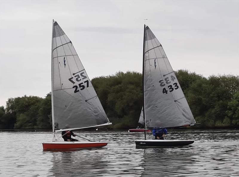 Duncan Cheshire leads John Butler during the Noble Marine Lightning 368 Open at Sutton-in-Ashfield photo copyright Mike Wilshere taken at  and featuring the Lightning 368 class