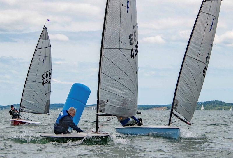 John Butler leads Ben Twist and Peter Withrington in the Noble Marine Lightning 368 Sea Championships at the Lymington Dinghy Regatta photo copyright Paul French taken at Lymington Town Sailing Club and featuring the Lightning 368 class