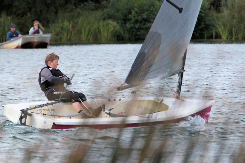 Caroline Hollier wins the first race in the Noble Marine Lightning 368 Traveller at Haversham photo copyright Julian Gardner taken at Haversham Sailing Club and featuring the Lightning 368 class