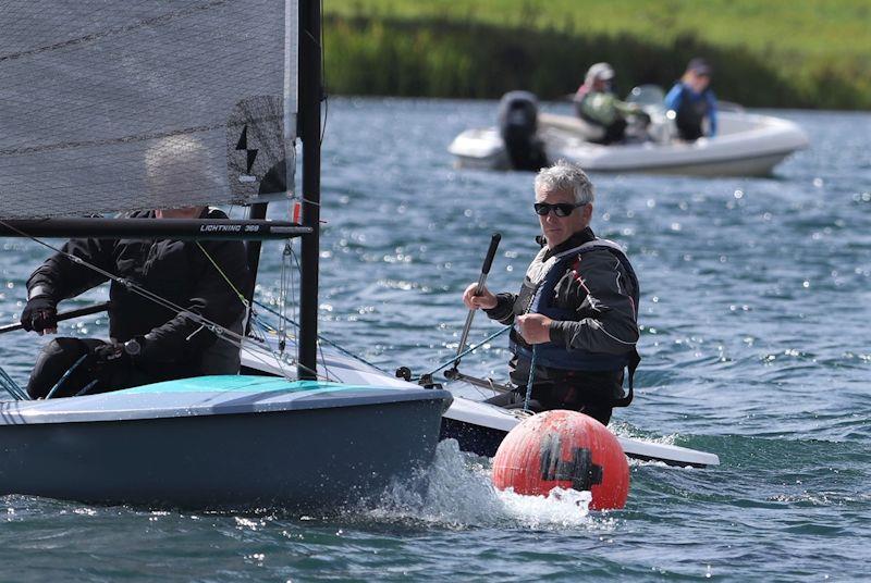 Simon Hopkins leads John Claridge in the Noble Marine Lightning 368 Traveller at Haversham photo copyright Julian Gardner taken at Haversham Sailing Club and featuring the Lightning 368 class