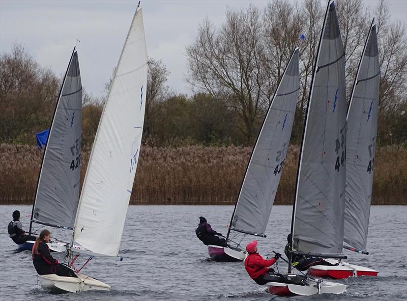 First Junior James Ball mixes it with the leaders in Race 2 during the Noble Marine Lightning 368 Open at West Oxfordshire SC - photo © John Claridge