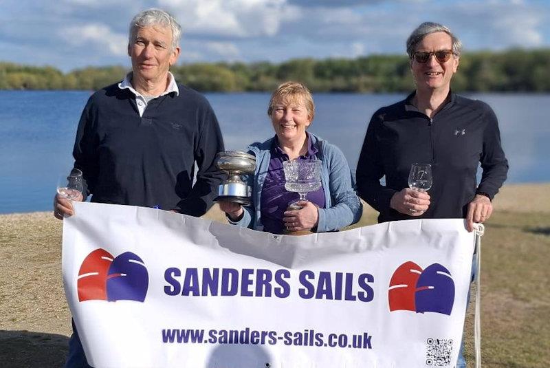 Caroline Hollier (winner) with John Claridge (second) and Andrew Yuille (third) - Lightning 368 Inland Championships at Burghfield photo copyright Adrian Hollier taken at Burghfield Sailing Club and featuring the Lightning 368 class