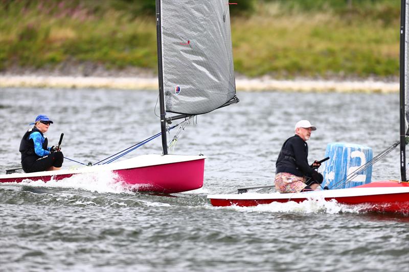 Caroline Hollier keeping Jason Gallagher honest at the gybe mark - Lightning 368 Sanders Sails Travellers Series at Shotwick photo copyright Adrian Hollier taken at Shotwick Lake Sailing and featuring the Lightning 368 class