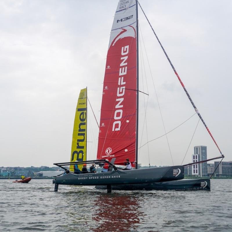 M32 sailing with the Volvo Ocean Race teams at the event photo copyright Caron Saul taken at RYA Cymru-Wales and featuring the M32 class