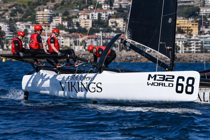 Cape Crow Vikings and GAC Pindar were nipping at each other's heels throughout day 2 - M32 European Series warm-up photo copyright Drew Malcolm / M32 European Serie taken at Yacht Club Sanremo and featuring the M32 class