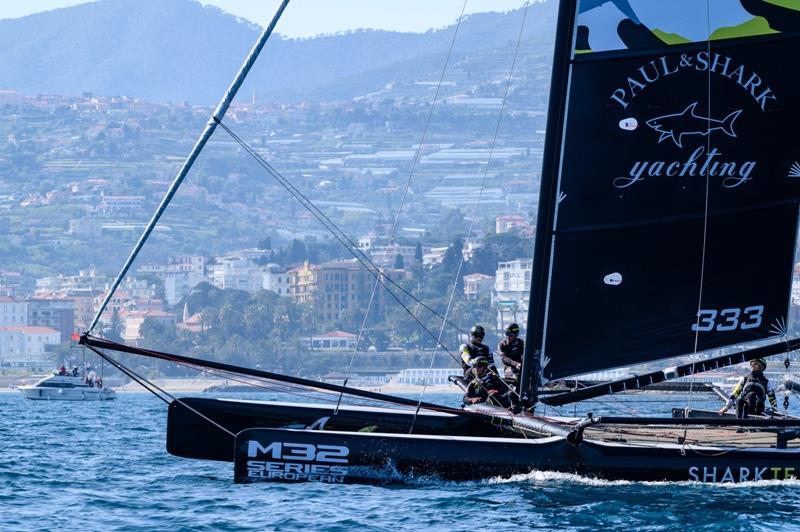 Team Shark claimed their first race of the event today - 2019 M32 European Series Sanremo photo copyright Drew Malcolm / M32 European Series taken at Yacht Club Sanremo and featuring the M32 class