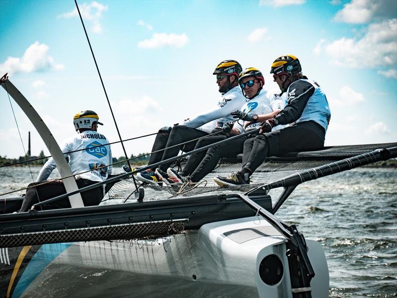 Despite having two new crew, Ian Williams' GAC Pindar still leads after day one of racing off Medemblik. - Day 1 - M32 European Series Holland photo copyright Hartas Productions taken at  and featuring the M32 class