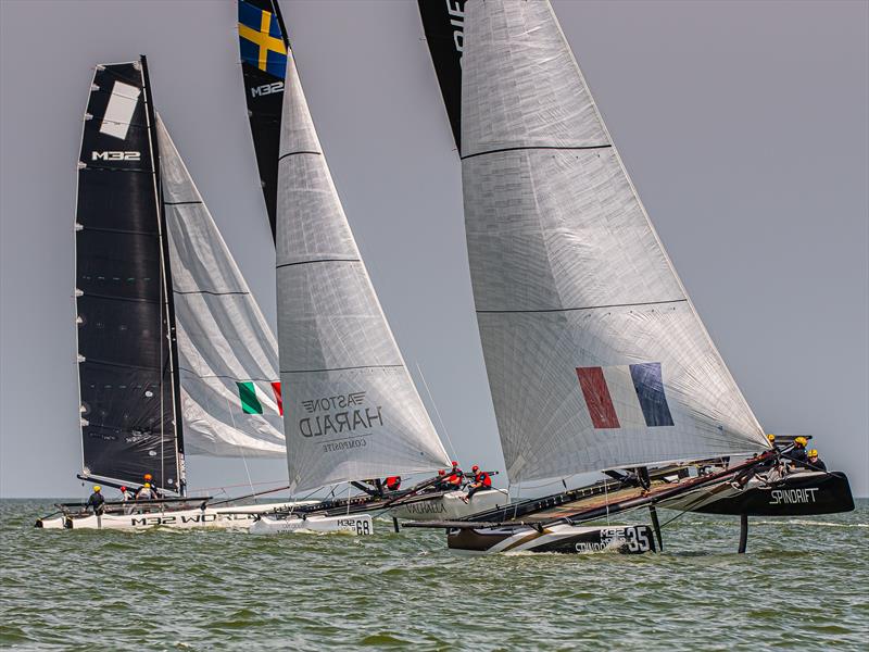 Spindrift racing proved to have an extra gear in the light conditions today. - M32 European Series in Medemblik, Holland photo copyright Hartas Productions taken at  and featuring the M32 class