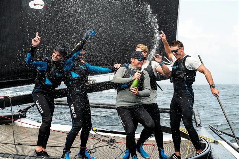 Pieter Taselaar and his winning Bliksem crew. - M32 European Series Marstrand 2019 - photo © Drew Malcolm / M32 World